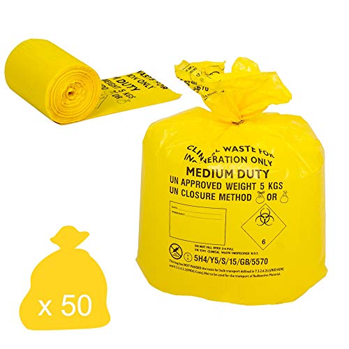 Hanfare CX50/CWMD2 - Bolsa para residuos clínicos (50 unidades), color amarillo