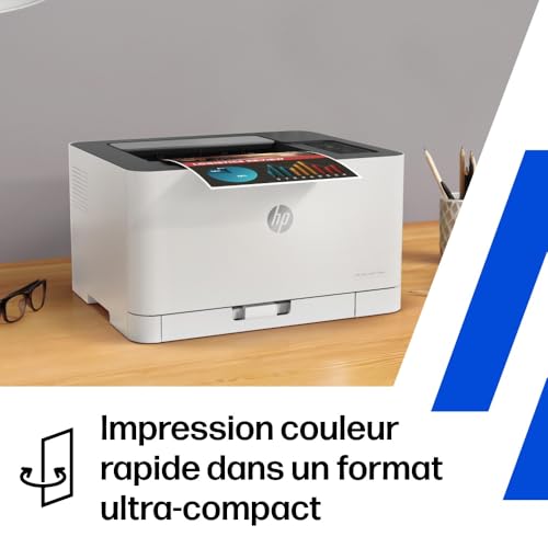 HP Color LaserJet 150nw, 4ZB95A, Imprimante monofonction A4, Impression recto verso manuelle, 18 ppm, USB, Wi-Fi, Écran LCD, Blanche