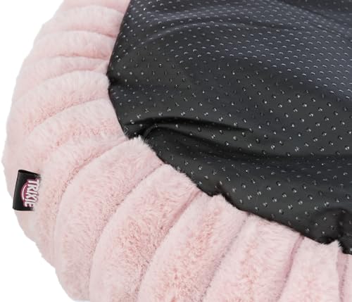 TRIXIE Hundebett Lonni 50 ø cm in rosa – rundes Kuschelbett mit weichem Samtbezug, Hundekorb für kleine Hunde, fest integriertes Kissen, rutschfester Boden - weich & waschbar – 37996