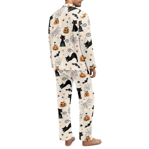 2-Piece Pajamas Set for Men Button Down Long Sleeve Sleepwear Lightweight Comfy Loungewear Night Suits4