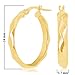 Italian 14k Yellow Gold Basket Weave Oval Hoop Earrings 4mm 1