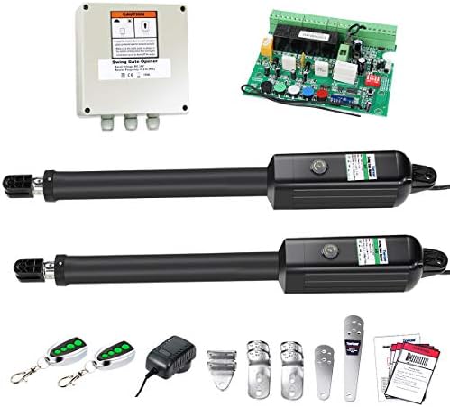 TOPENS AD5 Automatic Gate Opener for Medium Duty Dual Swing Gates Up to 16ft, Dual Swing Gate Operator Battery Powered with Remote Control Kit Gate Motor Solar Compatible