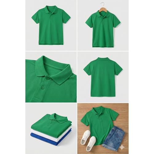 Image of Kids Girls Polo T-Shirt | Half Sleeves | 100% Organic Cotton Rich Bio-Wash Fabric | Ultra Soft & Breathable | Regular Fit | Plain Solid Color Casual Wear & School Uniform