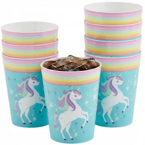 Fun Express 4 1/2" 16 oz. Unicorn Party Reusable Plastic Favor Cups - 8 Count