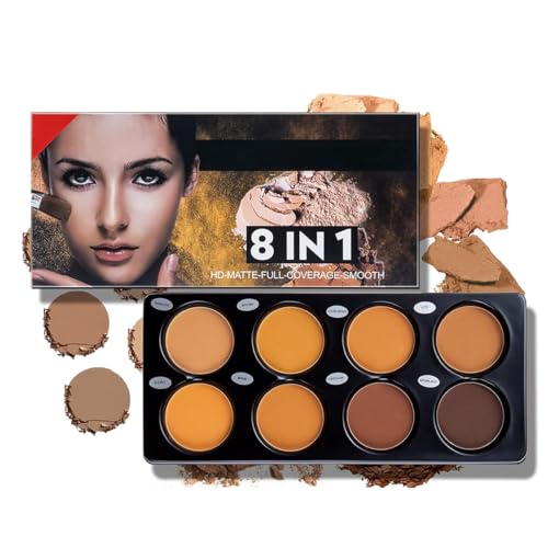 Katiluxiya Matte 8 Color Ttimming Makeup Palette, Powder Contour Palette, Cosmetics Contour and Highlighting Powder Foundation Palette, Contour & Bronzer, Light to Medium, Vegan & Cruelty-Free