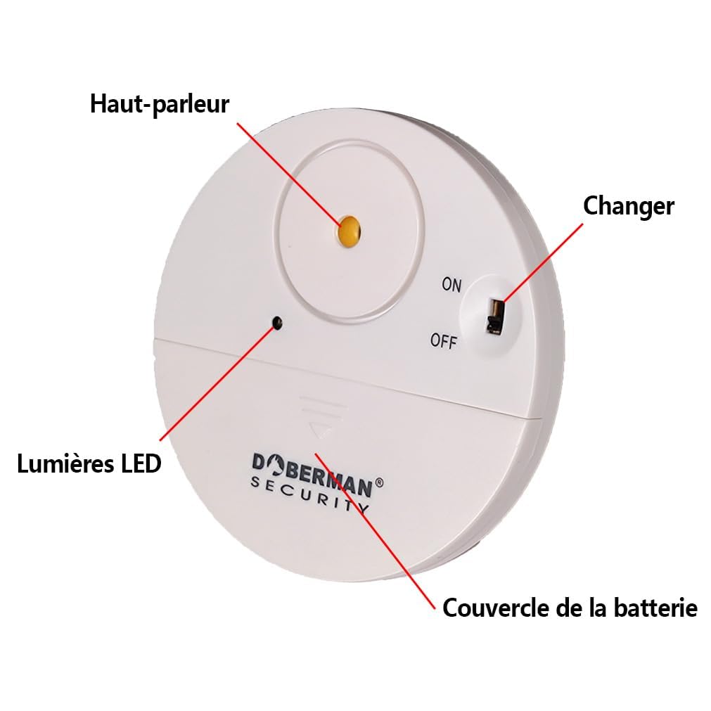 WER Doberman Alarma de Ventana ultradelgada de Seguridad, Alarma Fuerte de 100dB y sensores de vibración, Alarma antirrobo de diseño Moderno y Ultrafino con Respaldo Adhesivo (12 Paquetes)