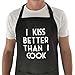 NA Funny Apron for Cooking Men Women - I Kiss Better Than I Cook Professional Waterproof Apron with 2 Pockets Adjustable Size for Cooking Baking Grilling Valentine's Kitchen Chef BBQ
