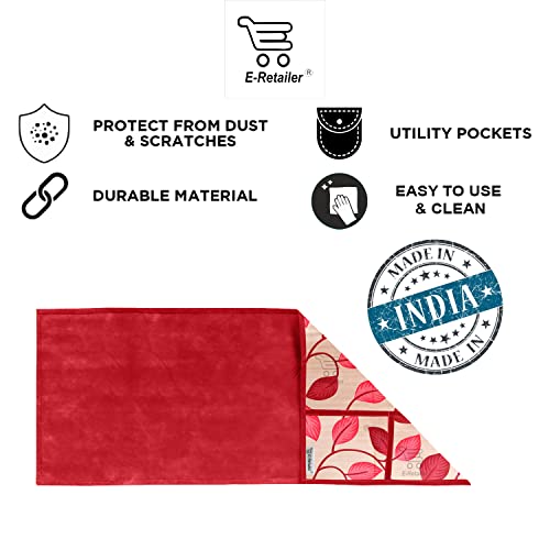 Image of Polyester 3-Layered Microwave Oven Top Cover With 4 Utility Pockets Suitable for Upto 30 Liter (Color- Red, Size-36x14 Inches)