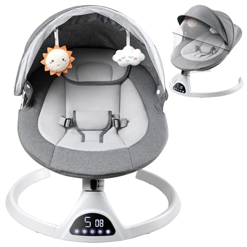 Suureks Baby Swings for Infants, Baby Rocker with 5 Unique Motions, Natural Sway Baby Swing, LED...