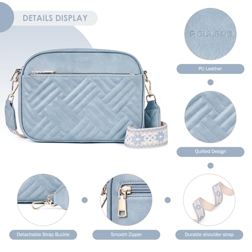 Roulens Small Quilted Crossbody Bags for Women Vegan PU Leather Shoulder Handbags Women's Purses with Wide Strap - Image 6