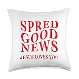 Good News Jesus Loves You Inspiring Christian Back Print Throw Pillow