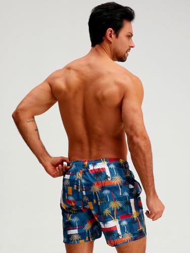 AMIYAN Mens Swim Trunks Hawaiian Beach Shorts Quick Dry Board Shorts Bathing Suits Swimwear with Mesh Lining Pockets4