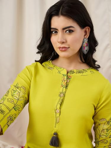 Image of Naixa Women's Lavender Cotton Printed Straight Kurta with Pant | Co-ord Set (NX-CS02)