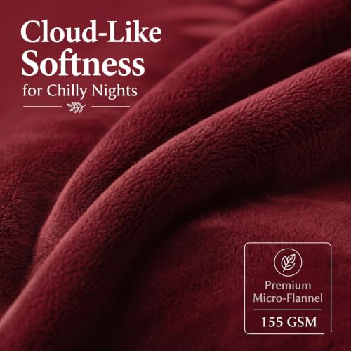Image of BSB HOME 280 GSM Warm Plush Fitted Bedsheet, Soft Cozy Stretchable Mattress Sheet with Elastic Fitted Corners, Comfortable Winter Bedding for Double Bed, 72 x 78 + 8 Inches(183x198+20 cm) - Wine Red