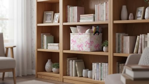 Image of CLOCOR Rectangular Storage Bin,Waterproof Books Box,Gift Basket(Bow)