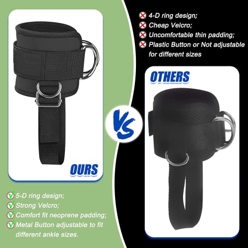Image of Leosportz�? Ankle Strap for Gym Cable Machine (Pair)- Heavy D Ring Padded Ankle Band Gym Workout with Extra Straps | Cuff Attachment for Kickbacks Leg Extensions Glutes Exercises (Extra Straps Black)