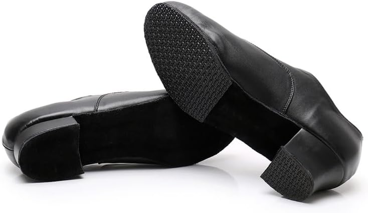 AOQUNFS Men's Professional Latin Dance Shoes Black Synthetic Leather Ballroom Salsa Shoes,Model 8006