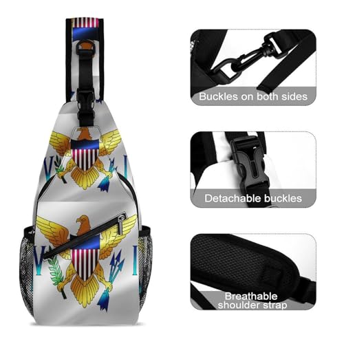 Women's Fashion Chest Bag, Travel Shoulder Pack, Flag of Virgin Islands Small Cross Body Sling Bag3