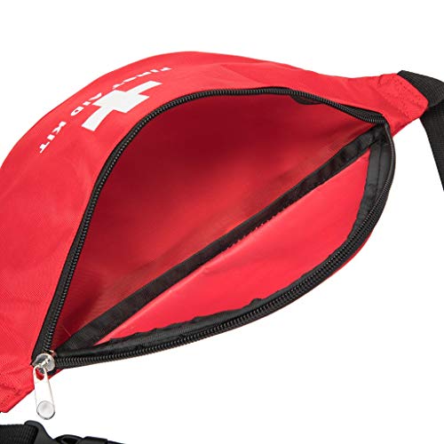 Image of First Aid Fanny Pack First Aid Bag Red Travel Rescue Bag Empty Pouch First Responder Storage Compact Survival Medicine Bag Pocket Container for Car Home Outdoors, Red, 1 Count (Pack of 1), Pouch