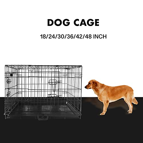 Yesuitme 30inch Dog Crate, Dog Puppy Cage Folding 2 Door Crate with Removable Tray, Medium 30 inch Dog Cage Black Metal Training Crate Pet Carrier (M-30inch) - Image 7