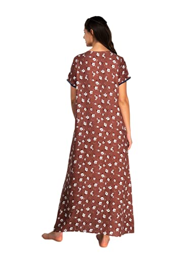 Image of Evolove Women's Cotton Long Maxi Maternity Feeding Night Gown with Pockets, Super Soft Comfortable (LNG-Feeding)