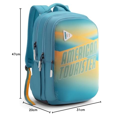 Image of American Tourister Nexa Style 03 | 32 L Backpack | 3 Compartments | School & College Bag for Men & Women | Grey /Yellow | 1 Yr Global Warranty