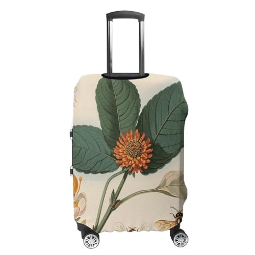 Vintage Botanical Bee Illustration Luggage Cover, Washable Elastic Suitcase Cover Protector Fit 18-32 Inch Luggage4