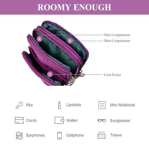 Image of WITERY Waterproof Nylon Cute Crossbody Cell Phone Purse Smartphone Wallet Bag for Women