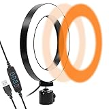 Gemwon Ring Light 6 Inches - 3 Color Lights & 10 Dimmable Brightness, Premium LED Makeup Lighting for Streaming, YouTube Video, Photo, Photography, Selfie