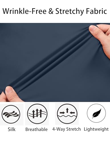 Coofandy Men'S Wrinkle Free Dress Shirts Muscle Fit Button Down Shirt Speard Collar Stretch Dress Shirts Dark Blue thumb #3