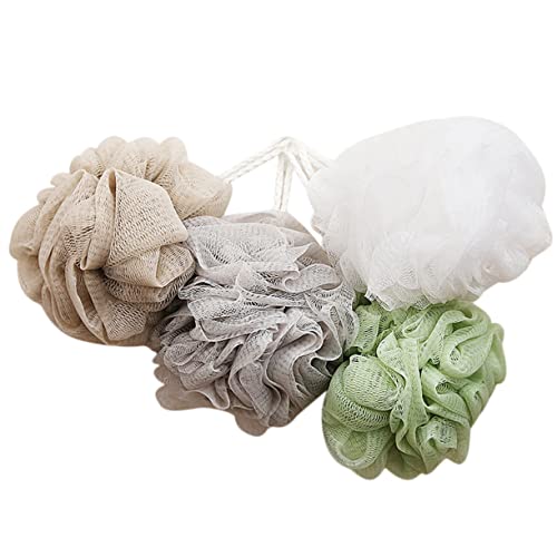 OATIPHO 8pcs Exfoliating Shower Balls Large Bathing Sponges for Deep Cleansing Soft Pe Material Compact Design White Grey Khaki Green Bathroom Accessories for Skin Care