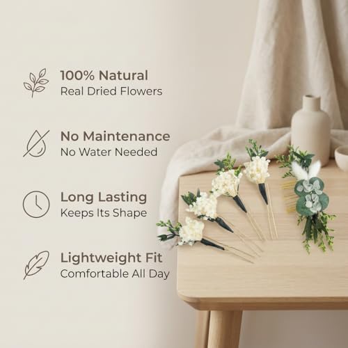 Set de Peine y Horquillas con Flores Secas para Decoración miniatura 6