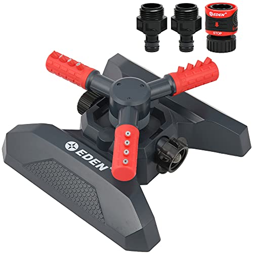 Eden 94120 Automatic Rotating Lawn And Garden Sprinkler For Yard, Large Area Coverage W/Quick Connect Starter Set, Weighted Base #TOP10
