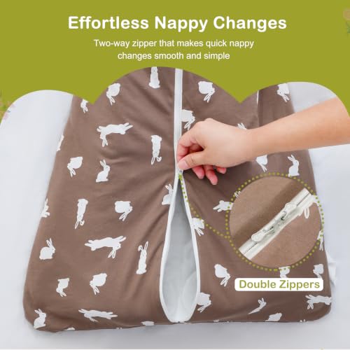 Image of Baby Sleep Sack 3.5 TOG Cotton Bunny M | 100% Cotton thick winter baby sleep sack with detachable sleeves, gentle on baby's skin, warm cozy sleep comfort for 6-18M