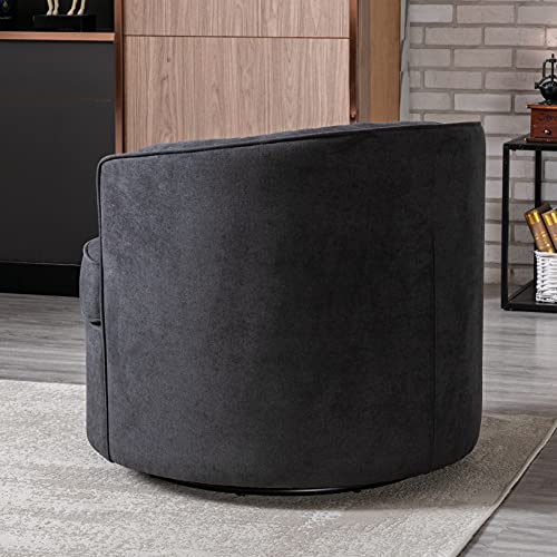 Fanye 360° Swivel Tub Barrel Accent Upholstered Armchair Single Lounge Club Round Sofachair For Home Office Apartment Bedroom Living Room Furniture Sets Chair, Black #TOP4