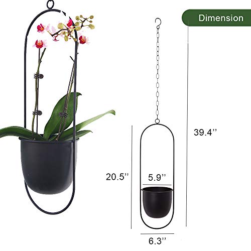 Sinolodo Boho Wall Hanging Planter,Metal Hanging Flower Pots,Window Hanging Plant Holder For Indoor Outdoor Plants Home Office Decor(2Pcs-Black Oval) #TOP1