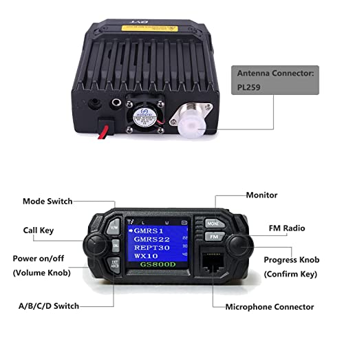 Gmrs Mobile Radio Mini Size 20 Watt Long Range Gmrs Repeater Capable Noaa Weather Alert Two-Way Radio Gs800D #TOP5