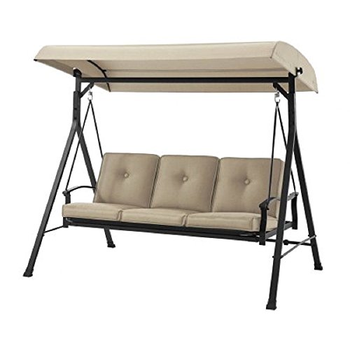 Mainstays Belden Park 3 Person Hammock Swing, Tan (3-Person, Tan)