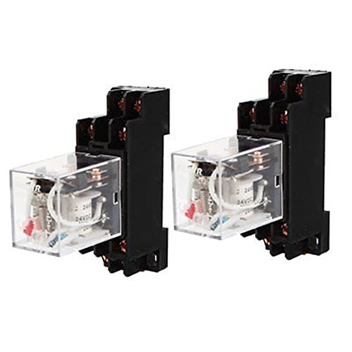 Relais de puissance 24V CC DPDT 8 broches JQX-13F avec prise rail DIN 35mm