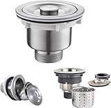 Kitchen Sink Drain Set, 3-1/2" Sink Strainer Set with Removable Strainer Basket with Sink Stopper/Leak Proof Lid, Standard Stainless Steel Drain Hole for Home Kitchen
