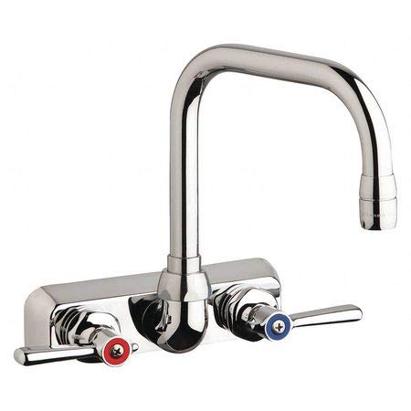 Chicago Faucet W4W-DB6AE35-369AB Wall Mount Workboard Faucet with 6-1/4" Double Bend Spout, 4"