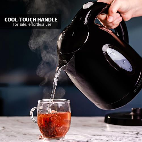 OVENTE Electric Kettle, 1.7L Fast Boiling Water Heater for Coffee or Tea, BPA Free with Water Level Gauge, Auto Shut-Off, Boil-Dry Protection, Indicator Light and Removable Filter, Black KP72B - Image 3