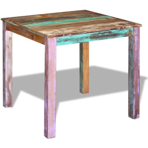 Table à manger en bois massif table de cuisine rectangulaire multicolore 80 cm - 5