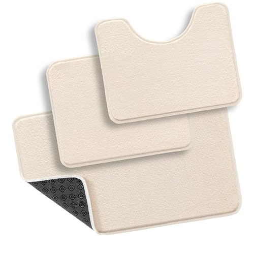 TA&MA Badezimmerteppich Set | Badteppich rutschfest waschbar - Badvorleger für das Badezimmer - Badematten & Badteppiche schnell trocknend