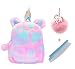 Fanovo Cute Plush Unicorn Backpack, Mini Unicorn Backpack, 3D Unicorn Backpack, Soft Rainbow Backbag Sweet Girls Daughter Gifts + 1 PC Unicorn Keychain + 1 PC Comb Brush -10 Inch Bag