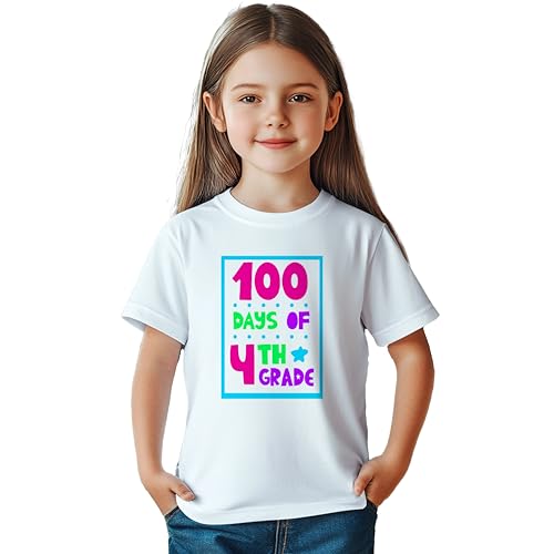 100 Days of Fourth Grade #2 Kids Shirts, Youth Small - Youth X-Large, Girls, Colorful, Wear On The 100th Day of School