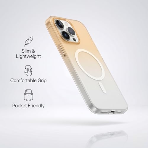 Image of amazon basics Paper Luxury Thin Case Cover for iPhone 16 Pro | Matte Finish | Gradient Case, Shaded Color | Compatible with magsafe | (Gold White, iPhone 16 Pro)