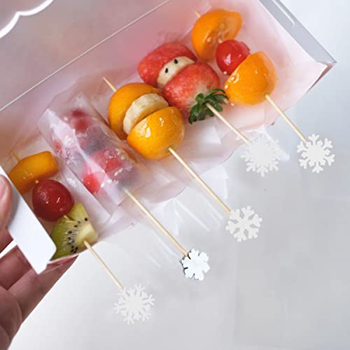 Cieovo 200 Pieces Christmas Snowflake Cocktail Picks Assorted Handmade Snowflake Christmas Fruits Bamboo Toothpicks for Winter Theme Party Drink Fruit Dessert Food Appetizers Decoration - Thumbnail 6