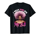 breast cancer boss i wear pink for october black queen maglietta