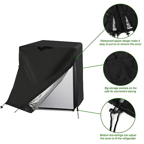Image of Mini Refrigerator Cover for Most 1-2 Cu Ft Compact Fridge / Beverage Freezer | 20x20x21,Waterproof Dustproof Heavy Duty Oxford Fabric,for Most 1.0- 2.0 Cubic Feet Small Wine Cooler for Outside